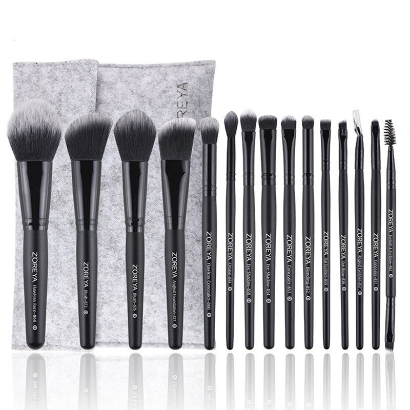 ZOREYA 15 - Piece Makeup Brush Set with Black Handles - New Beginnings