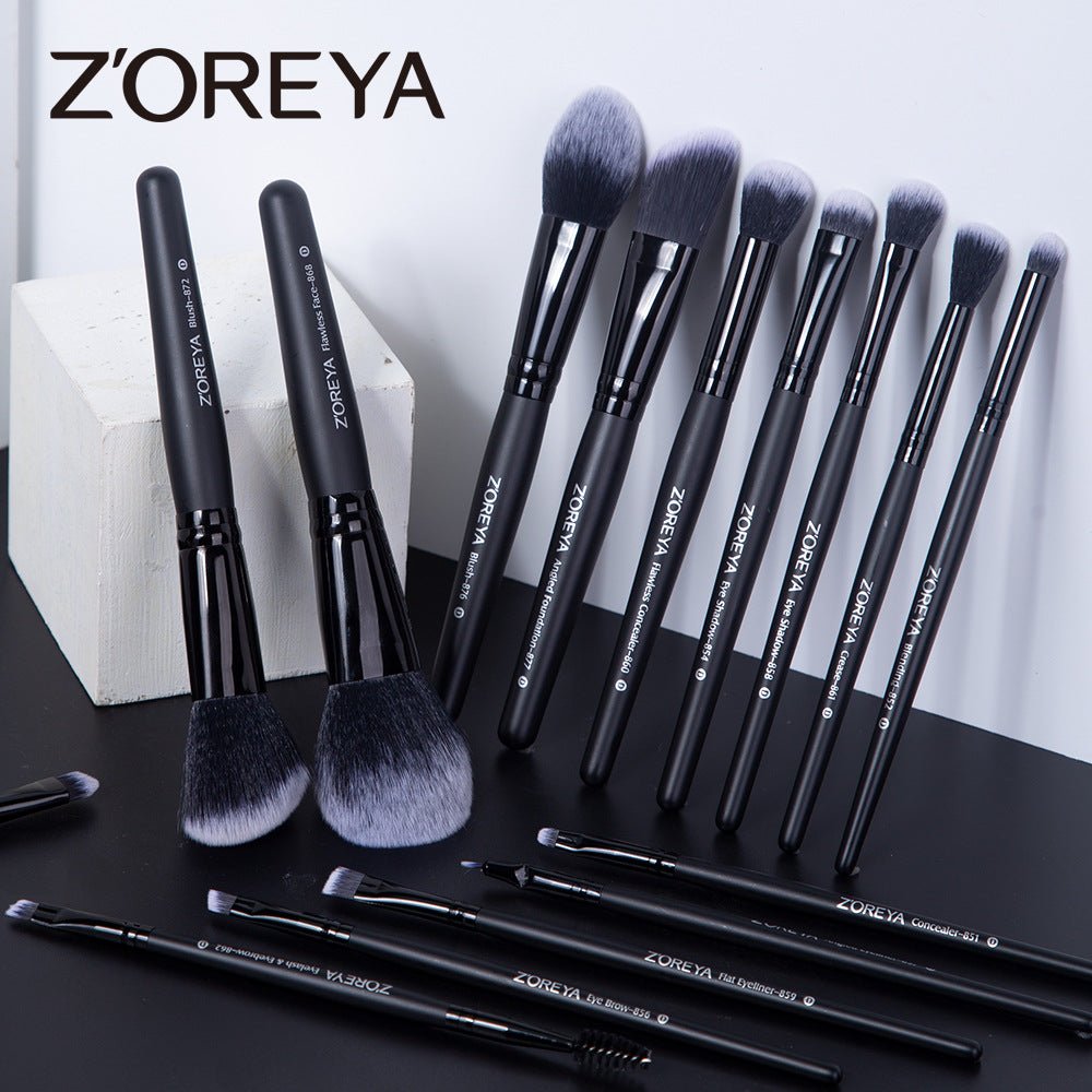ZOREYA 15 - Piece Makeup Brush Set with Black Handles - New Beginnings